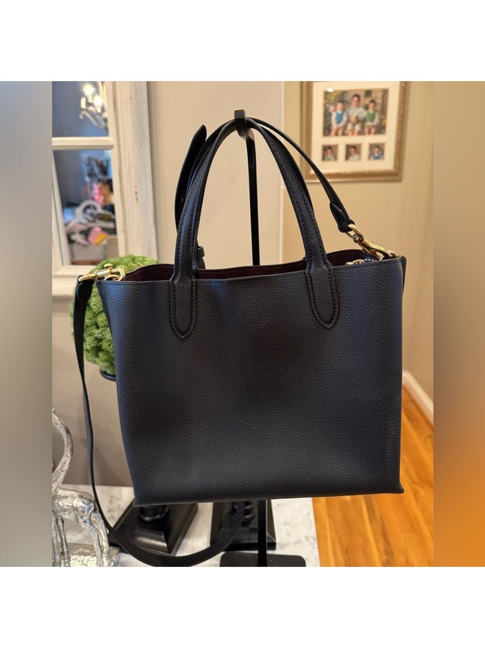 Coach - Willow Tote 24 - 2022 - Black with Burgundy interior/hangtag. EUC - Picture 3 of 11